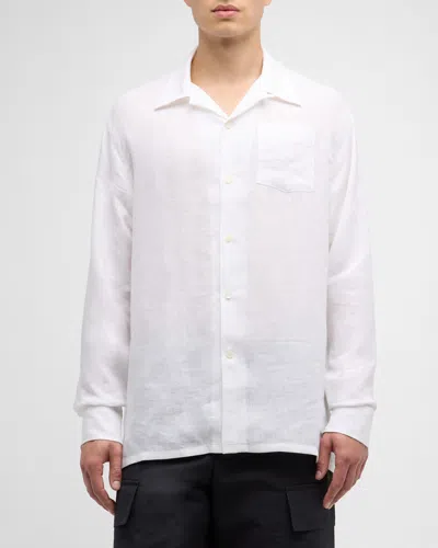 Givenchy Men's Long-sleeve Flax Linen Button-front Shirt In Beige