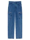 GIVENCHY MEN'S LOOSE FIT CARGO PANTS IN MARBLE DENIM