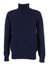 Givenchy Ribbed Turtleneck Jumper Cuffs Hem In Blue