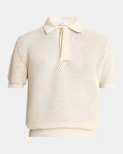 GIVENCHY MEN'S MESH KNIT SHORT-SLEEVE POLO SHIRT