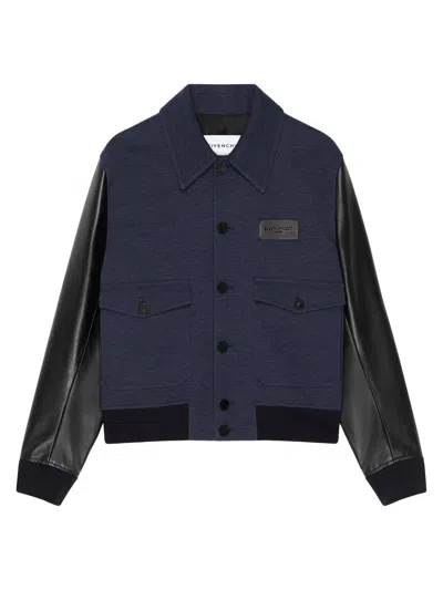 Givenchy Men's Mix Material Aviator Blouson Jacket In Black