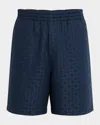 Givenchy Monogram 72 Jacquard Denim Bermuda Shorts In Grey/blue