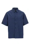 Givenchy Mens Monogram-print Relaxed-fit Cotton-blend Shirt Grey Blue In Multicolor