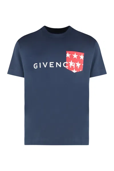Givenchy Men's Navy Cotton Crew-neck T-shirt For Ss24 In Blue