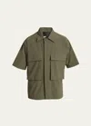 Givenchy Boxy Monogram 72 Embossed Short Sleeve Button-up Shirt In Khaki