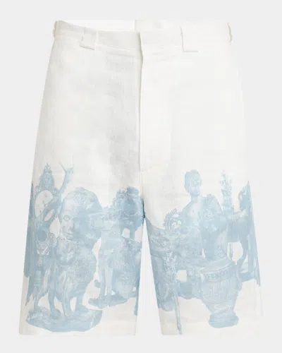 Givenchy Men's Objects Printed Shorts In Blue/white