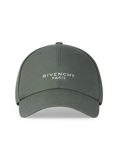 Givenchy Men's Paris Embroidered Cap In Cotton In Green