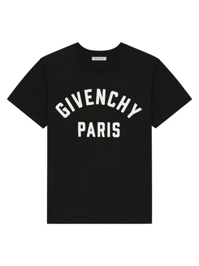 Givenchy Men Black Crewneck T-shirt With Maxi Logo Lettering On The Front In Cotton Man