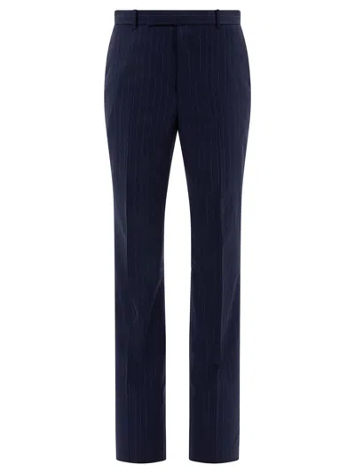 Givenchy Men's Pinstriped Tailored Trousers In Blue