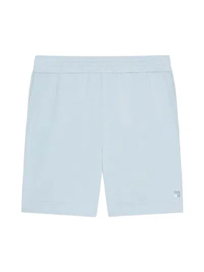 Givenchy Bermuda Shorts In Fleece With 4g Detail In Sky Blue