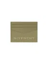 Givenchy Men's Plage Card Holder In Micro 4g Leather In Khaki