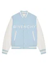 Givenchy Men's Plage Varsity Jacket In Wool And Leather In Sky Blue