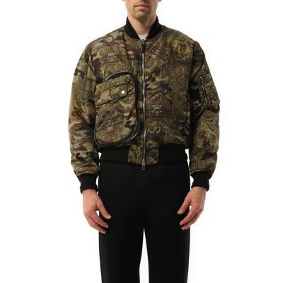 Givenchy Men's Podium Dollar Bomber Jacket In Khaki