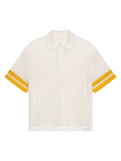 Givenchy Men's Knit Contrast-cuff Polo Shirt In Beige Orange