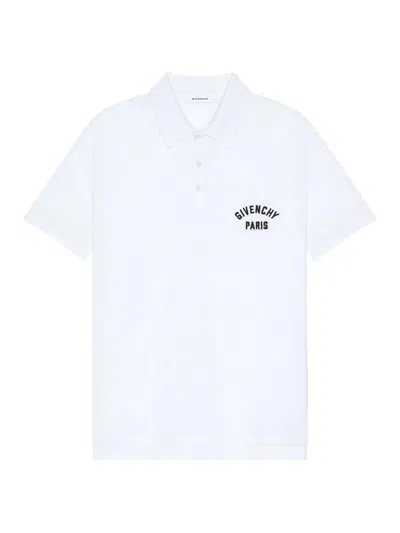Givenchy Men's Polo In Pique Cotton With Paris Embroidery In White
