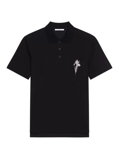 Givenchy Men's Polo Shirt In Cotton With Crystals In Black