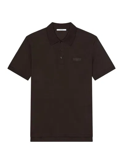 Givenchy Men's Polo Shirt In Cotton With  Paris Gros Grain In Brown