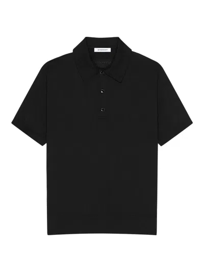 Givenchy Polo In Cotton With Gros Grain Details In Black