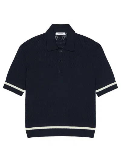 Givenchy Men's Polo Shirt In Knit With Logo Embroidery In Blue