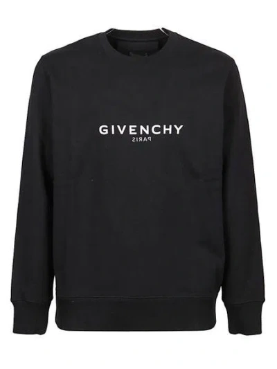 Givenchy Men's Reverse Cotton Crewneck Sweatshirt With Logo In Black