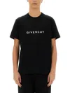 Givenchy Cotton Reverse Slim Fit T-shirt With Signature Print In Black