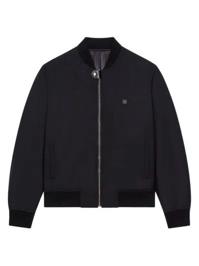 Givenchy Reversible Bomber Jacket In 4g Wool In Black
