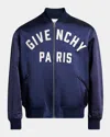 Givenchy Deep Navy Satin-finish Bomber Jacket In Blue