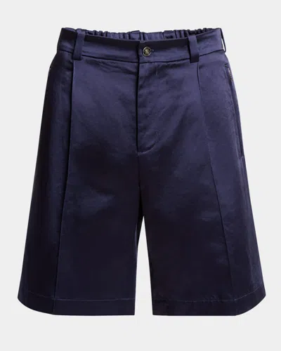 Givenchy Men's Satin Zip-pocket Shorts In Blue