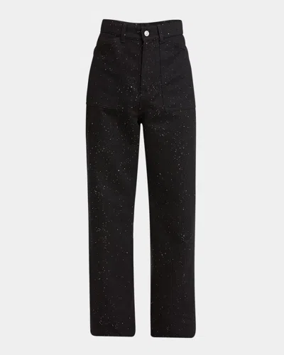 Givenchy Men's Sequined Monogram Denim Pants In Black