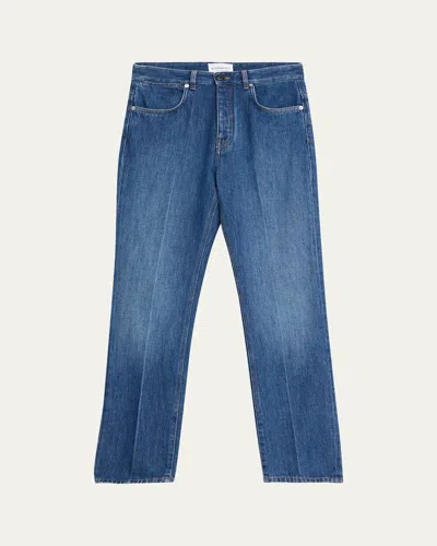 Givenchy Men's Shadow-wash Slim Straight-leg Jeans In Blue