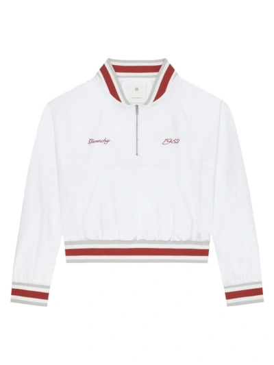 Givenchy Men's Shiny Pull-over Bomber Jacket In White