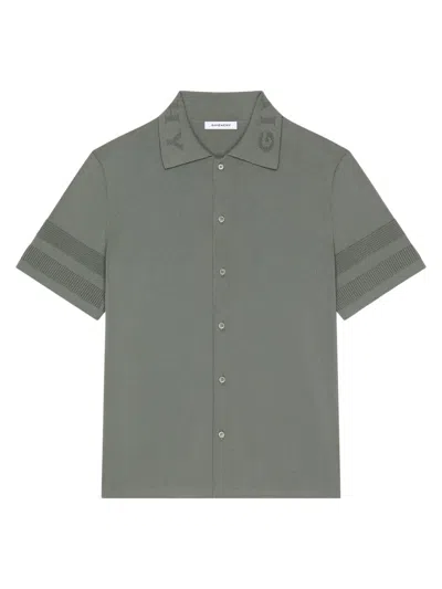 Givenchy Shirt In Cotton Knit With Mesh Details In Green
