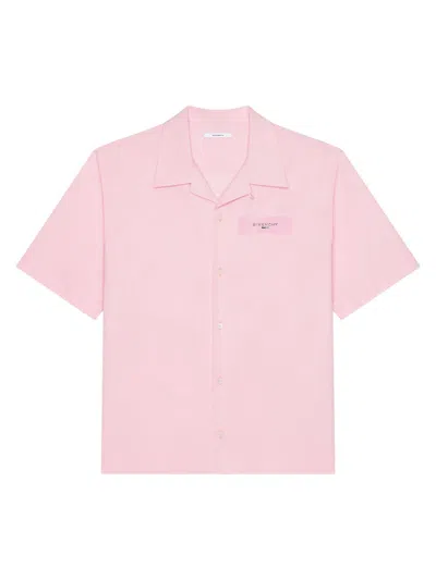 Givenchy Shirt In Poplin With  Paris Paint Print In Pink