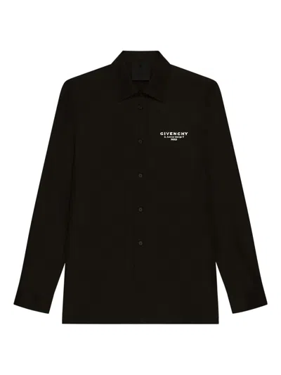 Givenchy Men's Shirt In Poplin With Stamp Print In Black