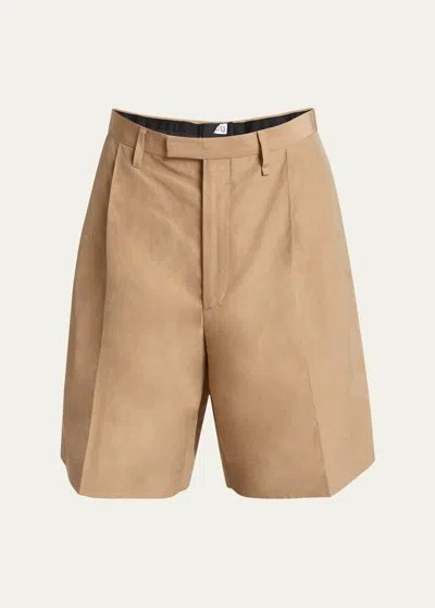 Givenchy Men's Silk Linen Pleated Shorts In Tan