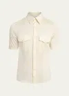 Givenchy Men's Silk Pearly-button Military Shirt In Clay