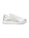 GIVENCHY MEN'S SILVER LEATHER LOW-TOP SNEAKERS WITH 4G EMBLEM BY <BRAND NAME>