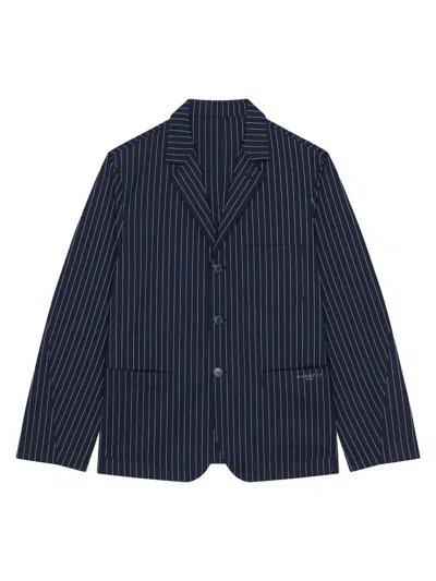 Givenchy Single-breasted Deconstructed Striped Jacket In Cotton In Blue