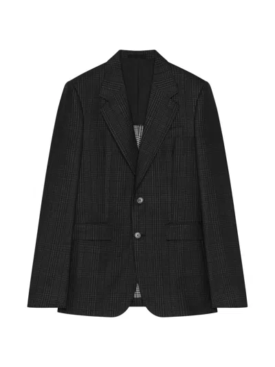 GIVENCHY MEN'S SINGLE-BREASTED FITTED CHECKED JACKET IN WOOL