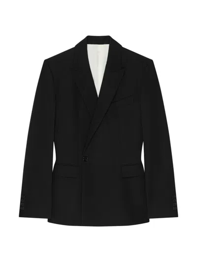 Givenchy Veste Architecturale Simple Boutonnage En Laine In Black