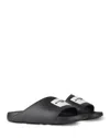 Givenchy Black Sandals With Wide Band And Contrasting Logo Patch In Rubber Man In Black