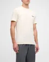 Givenchy Crew Neck T-shirt With Ribbed Neckline In Natural/blue