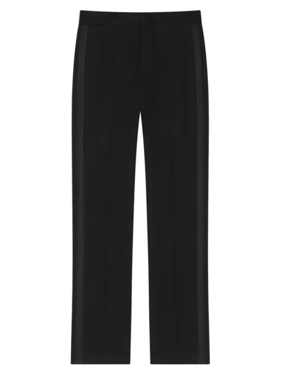 GIVENCHY MEN'S SLIM FIT TAILORED PANTS IN WOOL WITH SATIN DETAILS