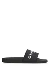 Givenchy Black Flat Slides With Logo In Polyurethane Man In Black