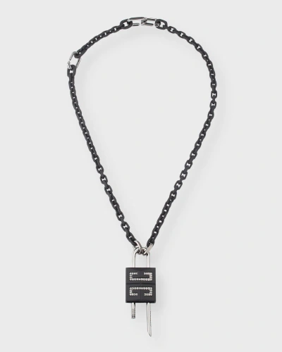 Givenchy Men's Small 4g Crystal Lock Pendant Necklace In 008 Black Silvery