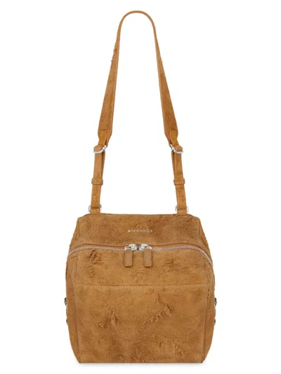 Givenchy Men's Small Pandora Bag In Suede Leather In Havanna