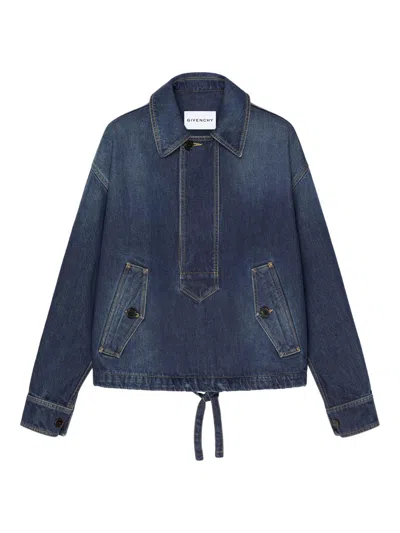 Givenchy Men's Smock Jacket In Raw Denim In Blue