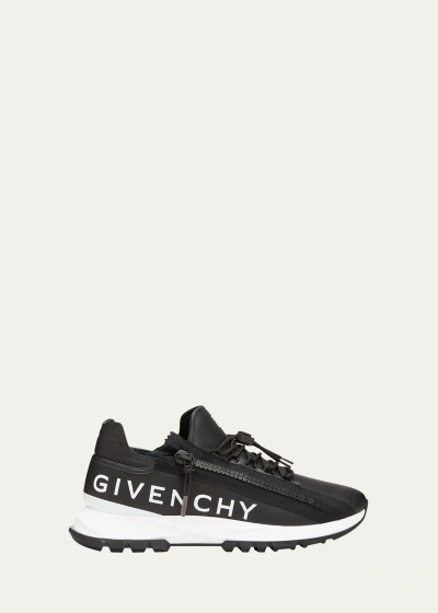 Givenchy Men's Spectre Leather Side-zip Runner Sneakers In Black/white