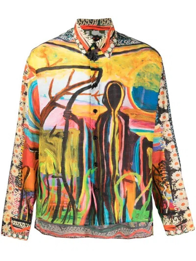 Givenchy Men's Ss22 Reaper Print Shirt In Multi