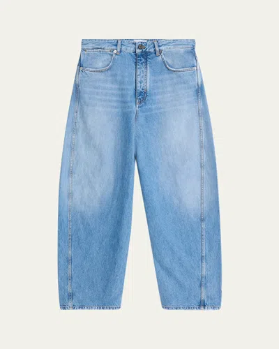 Givenchy Men's Stone-washed Barrel-leg Jeans In Blue